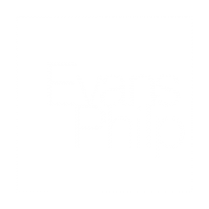 White transparent Evans Philp logo